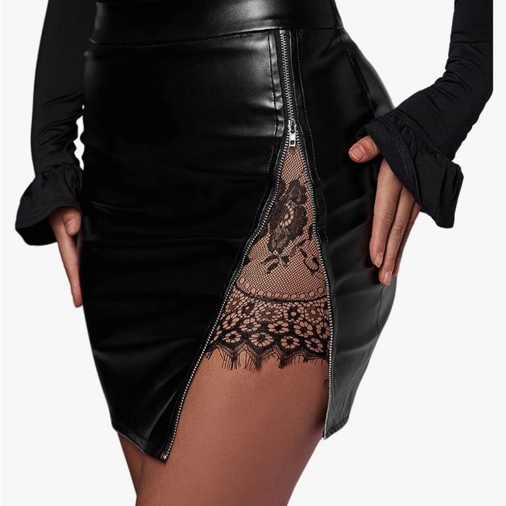 Faux leather skirt